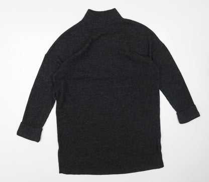 F&F Womens Grey High Neck Polyester Tunic Jumper Size 14