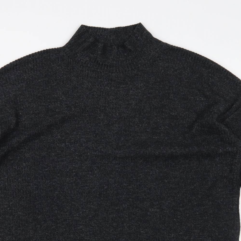 F&F Womens Grey High Neck Polyester Tunic Jumper Size 14