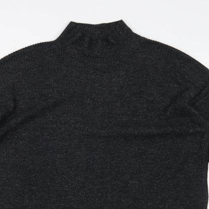 F&F Womens Grey High Neck Polyester Tunic Jumper Size 14