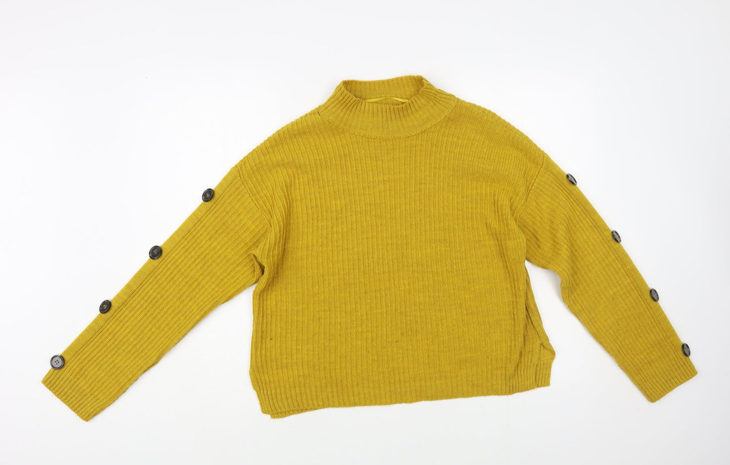 Primark Womens Yellow Mock Neck Acrylic Pullover Jumper Size M