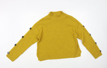 Primark Womens Yellow Mock Neck Acrylic Pullover Jumper Size M