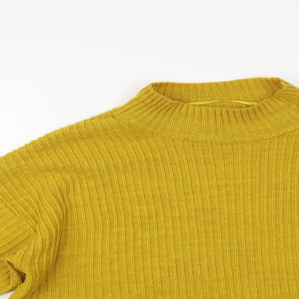 Primark Womens Yellow Mock Neck Acrylic Pullover Jumper Size M