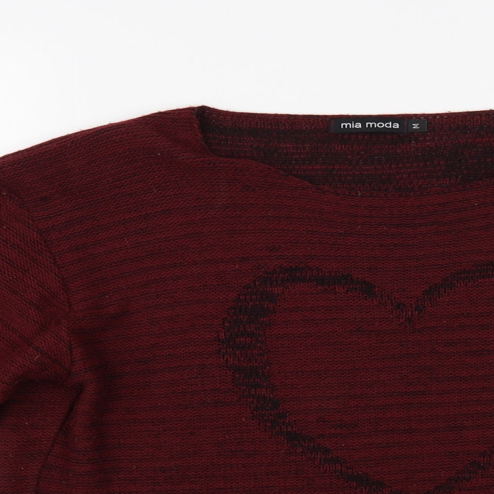 Womens UK Size M Mia Moda Red Pullover Jumper