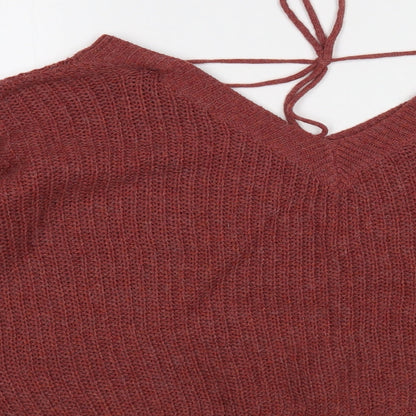 Vestidos Womens Purple V-Neck Acrylic Pullover Jumper Size M - Cropped