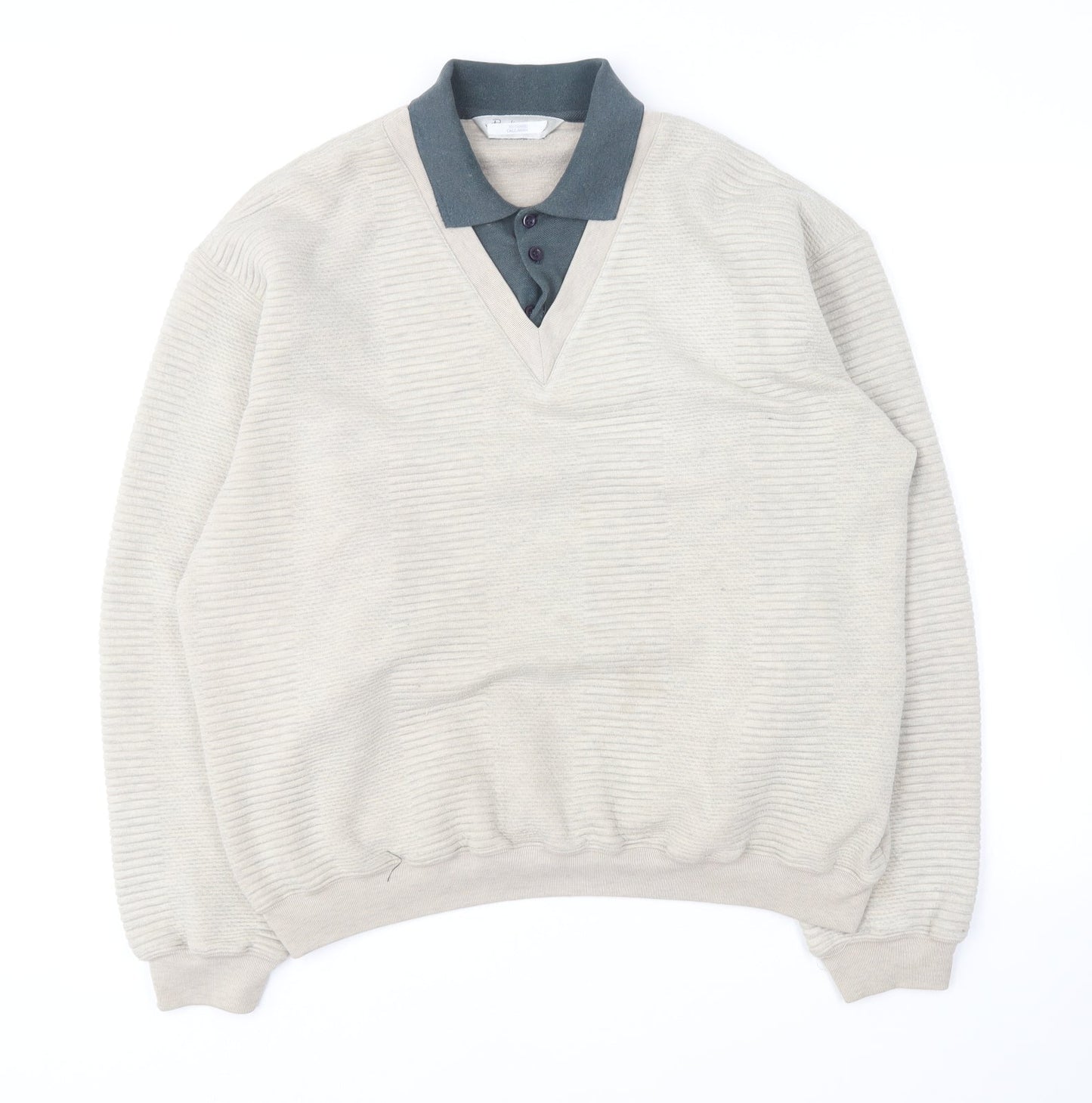 Berkertex Mens Beige Collared Polyester Pullover Jumper Size L