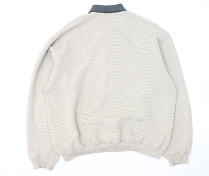 Berkertex Mens Beige Collared Polyester Pullover Jumper Size L