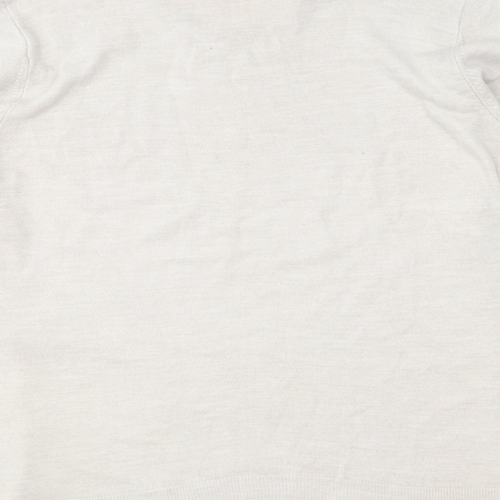 Marks and Spencer Mens Beige V-Neck Acrylic Pullover Jumper Size XL