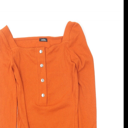 Lalita Womens Orange Cotton Bodysuit One-Piece Size 10 Snap