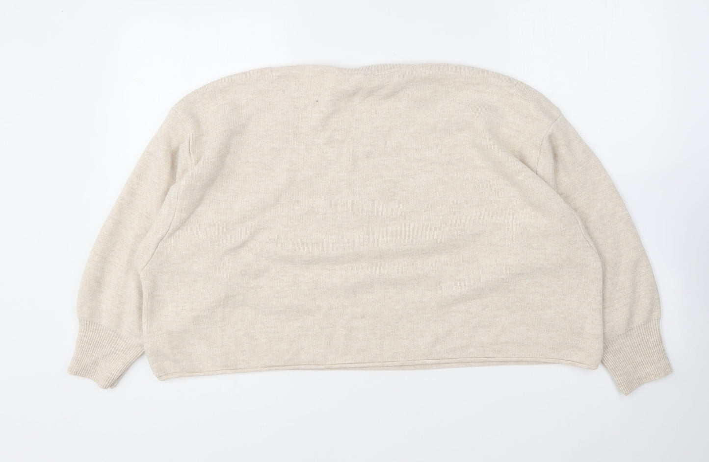 STB Women Womens Beige Round Neck Acrylic Pullover Jumper Size S