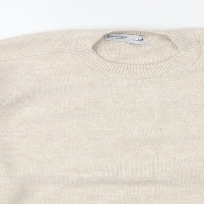 STB Women Womens Beige Round Neck Acrylic Pullover Jumper Size S