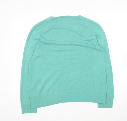 Marks and Spencer Mens Green V-Neck Acrylic Pullover Jumper Size M