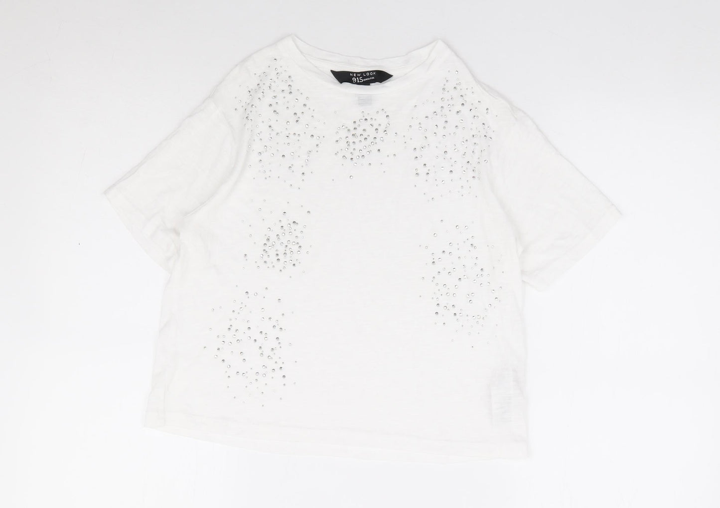 New Look Girls Ivory Cotton Jersey T-Shirt Size 12-13 Years Round Neck Pullover