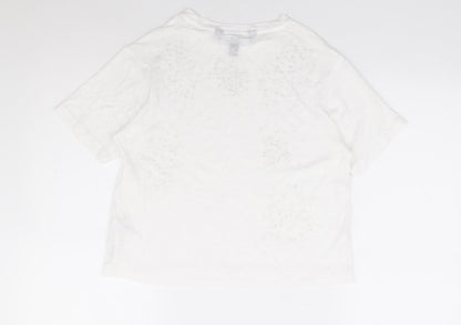 New Look Girls Ivory Cotton Jersey T-Shirt Size 12-13 Years Round Neck Pullover
