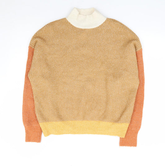 Primark Womens Multicoloured High Neck Acrylic Pullover Jumper Size 12