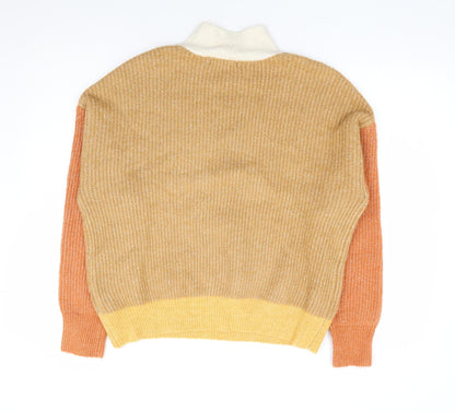 Primark Womens Multicoloured High Neck Acrylic Pullover Jumper Size 12