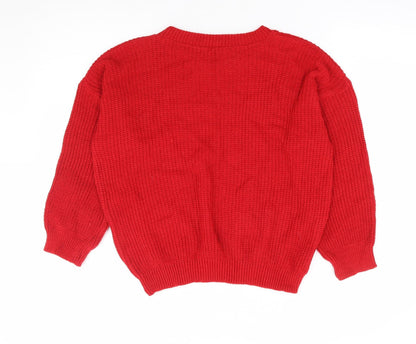 Womens UK Size M Preworn Red Pullover Jumper