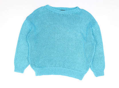 George Womens Blue Round Neck Acrylic Pullover Jumper Size S