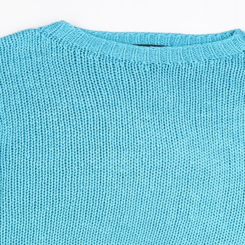 George Womens Blue Round Neck Acrylic Pullover Jumper Size S
