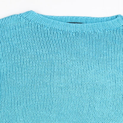George Womens Blue Round Neck Acrylic Pullover Jumper Size S