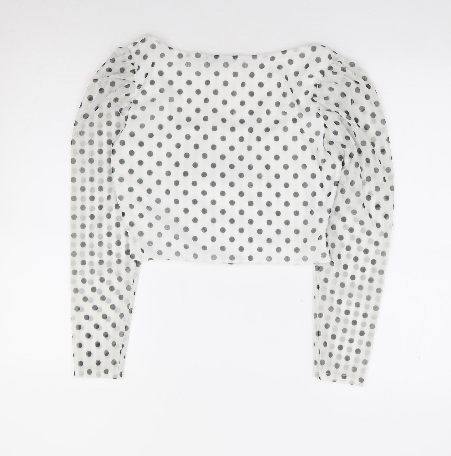 I SAW IT FIRST Womens Ivory Polka Dot Polyester Cropped Blouse Size 12 Square Neck