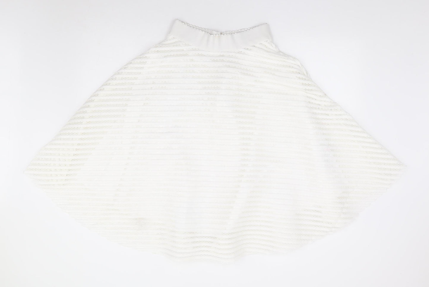 New Look Womens Ivory Striped Polyester Swing Skirt Size 8 Zip
