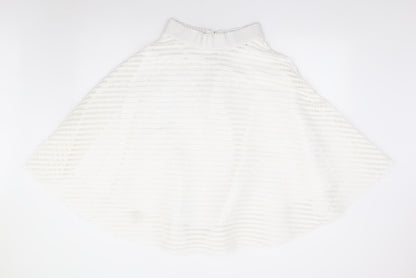 New Look Womens Ivory Striped Polyester Swing Skirt Size 8 Zip