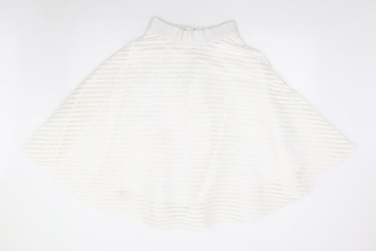 New Look Womens Ivory Striped Polyester Swing Skirt Size 8 Zip