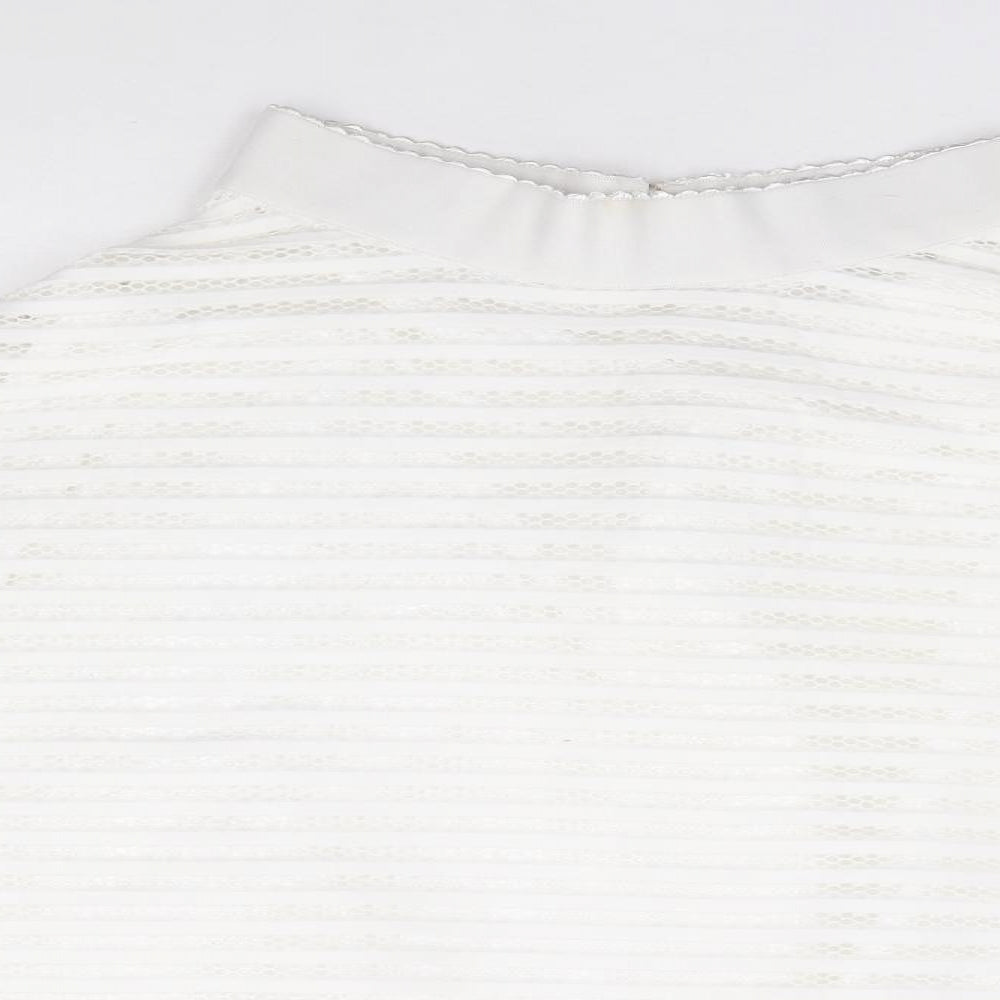 New Look Womens Ivory Striped Polyester Swing Skirt Size 8 Zip