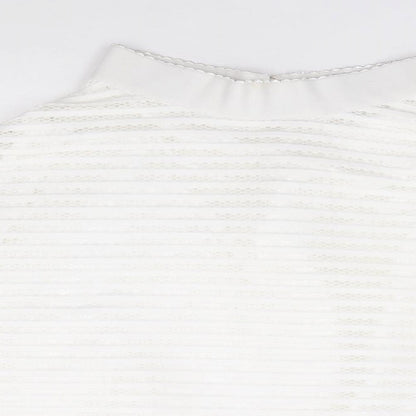 New Look Womens Ivory Striped Polyester Swing Skirt Size 8 Zip