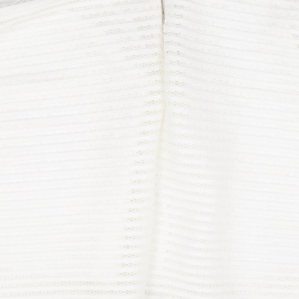 New Look Womens Ivory Striped Polyester Swing Skirt Size 8 Zip