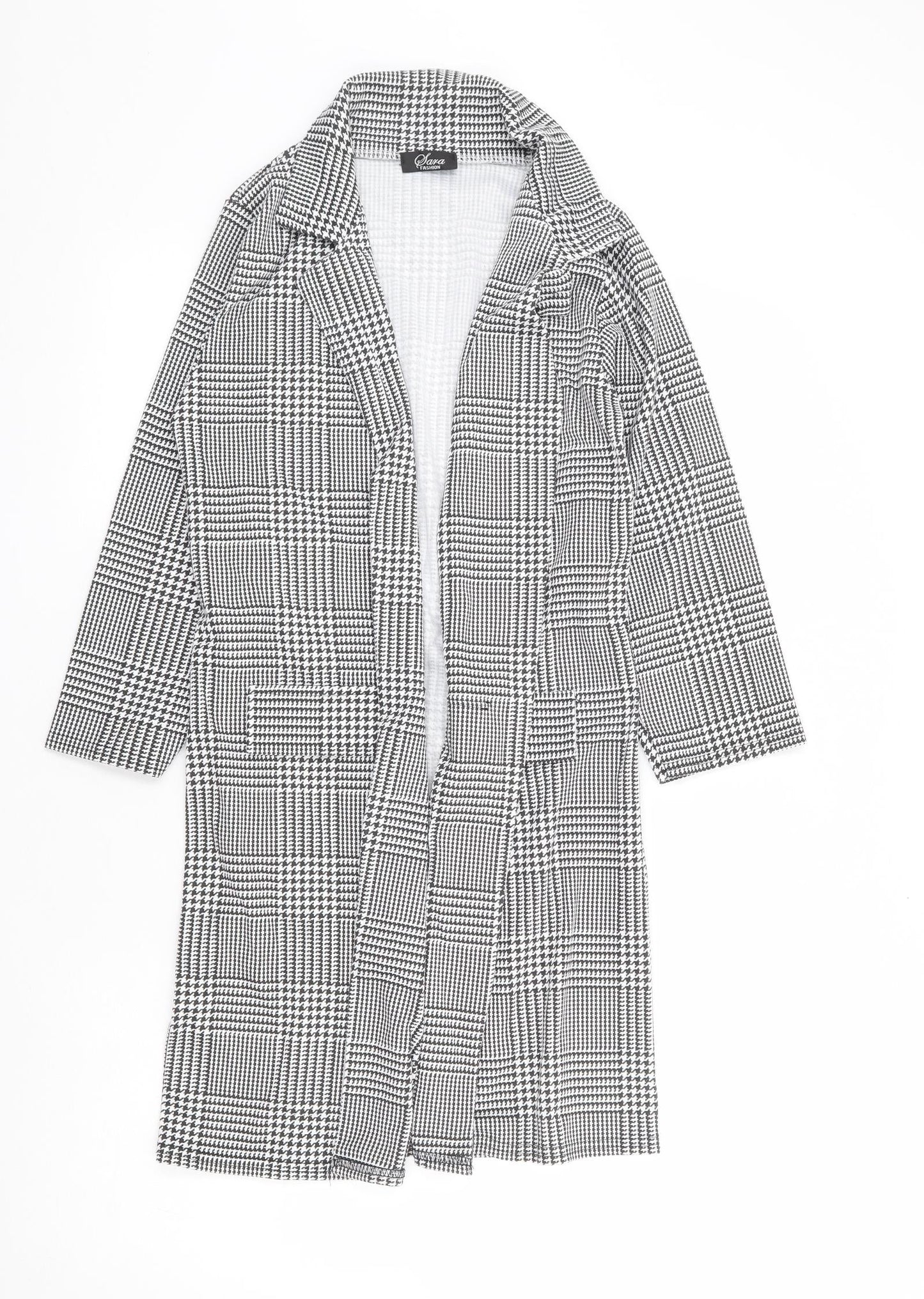 Sara Fashion Womens Black Check Jacket Blazer Size M