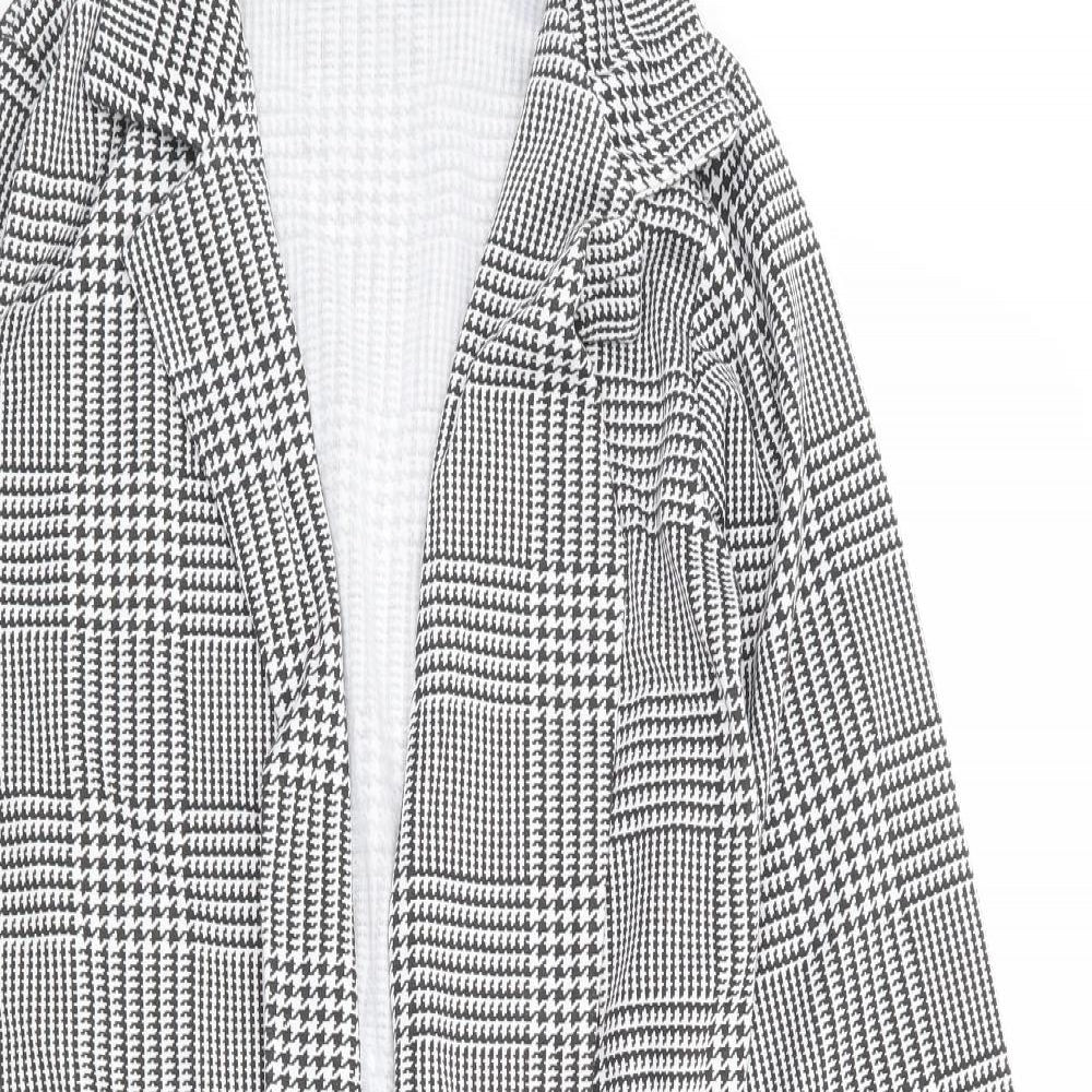 Sara Fashion Womens Black Check Jacket Blazer Size M