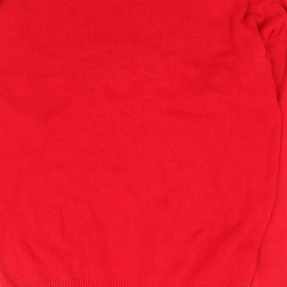 Top Secret Womens Red Round Neck Floral Acrylic Pullover Jumper Size M