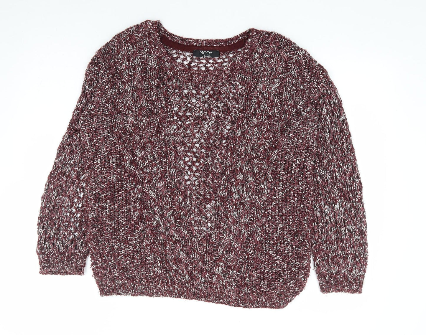 George Womens Red Round Neck Cotton Pullover Jumper Size 12