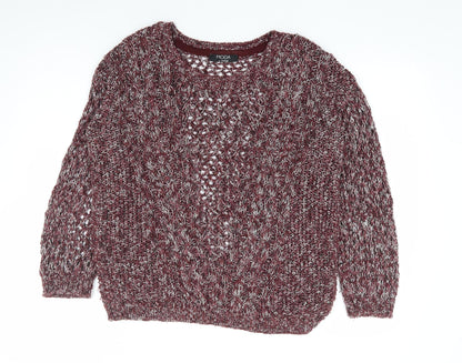 George Womens Red Round Neck Cotton Pullover Jumper Size 12