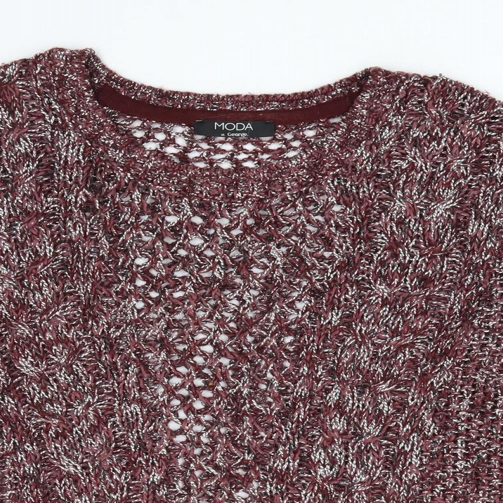 George Womens Red Round Neck Cotton Pullover Jumper Size 12