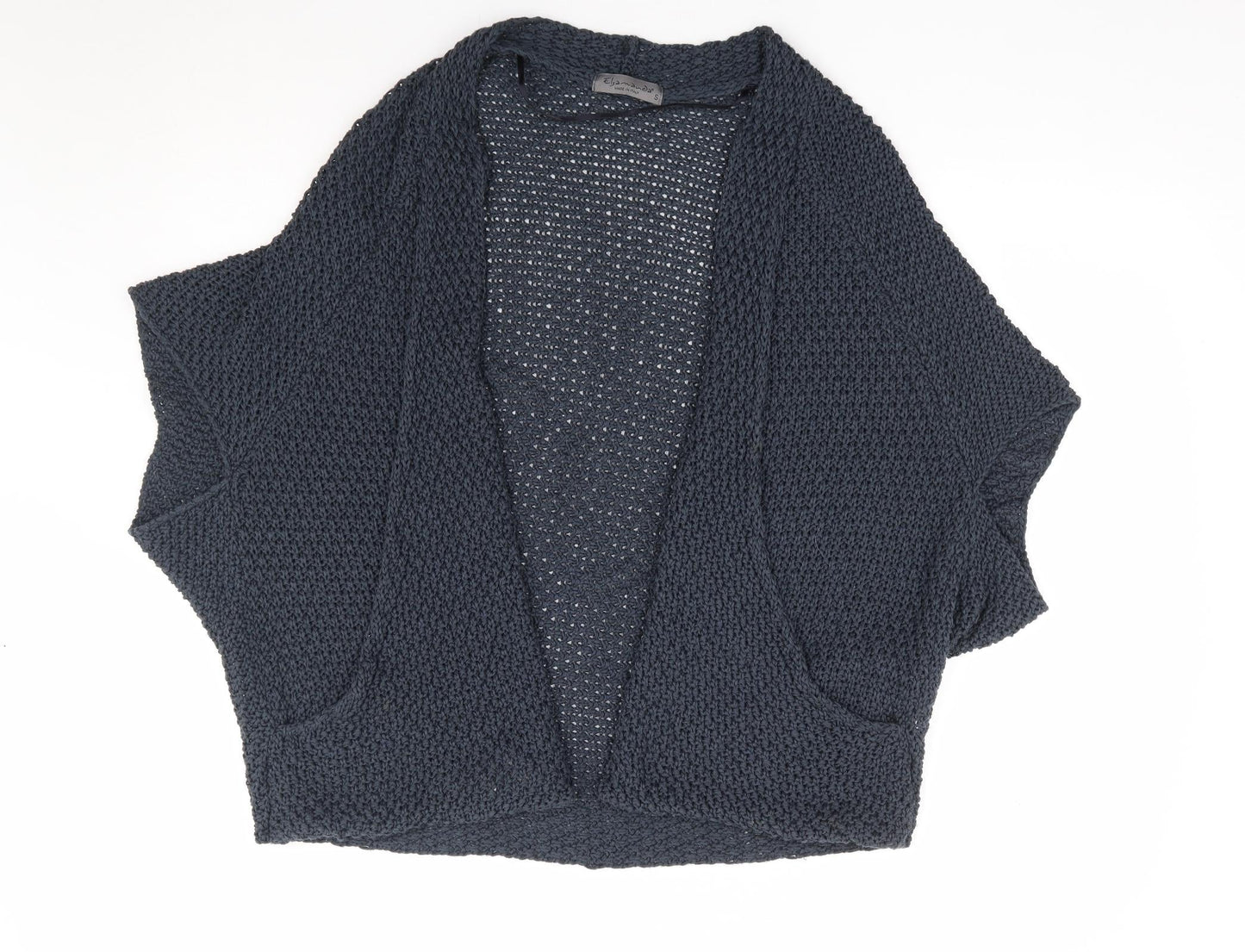 Elsamanda Womens Blue V-Neck Acrylic Cardigan Jumper Size S