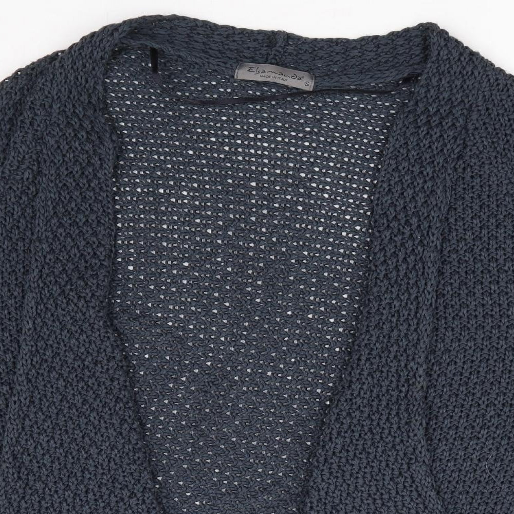 Elsamanda Womens Blue V-Neck Acrylic Cardigan Jumper Size S