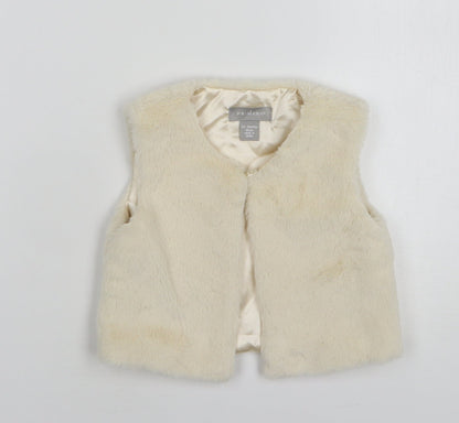 Primark Girls Beige Round Neck Polyester Cardigan Jumper Size 2-3 Years Hook & Eye