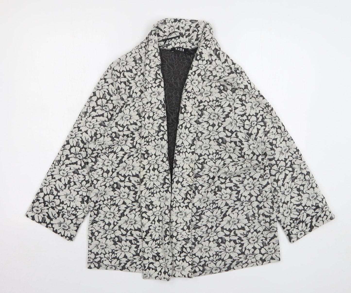 George Womens Grey Floral Polyester Jacket Blazer Size 20