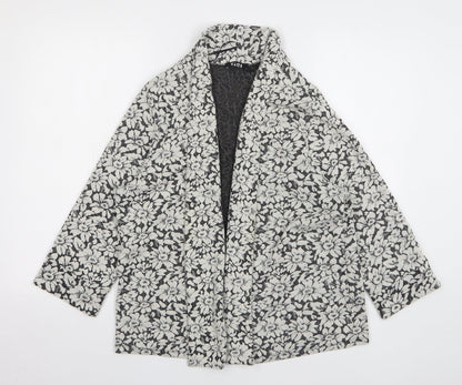 George Womens Grey Floral Polyester Jacket Blazer Size 20