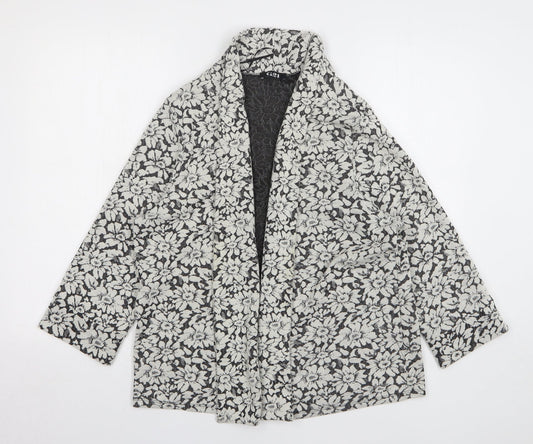 George Womens Grey Floral Polyester Jacket Blazer Size 20