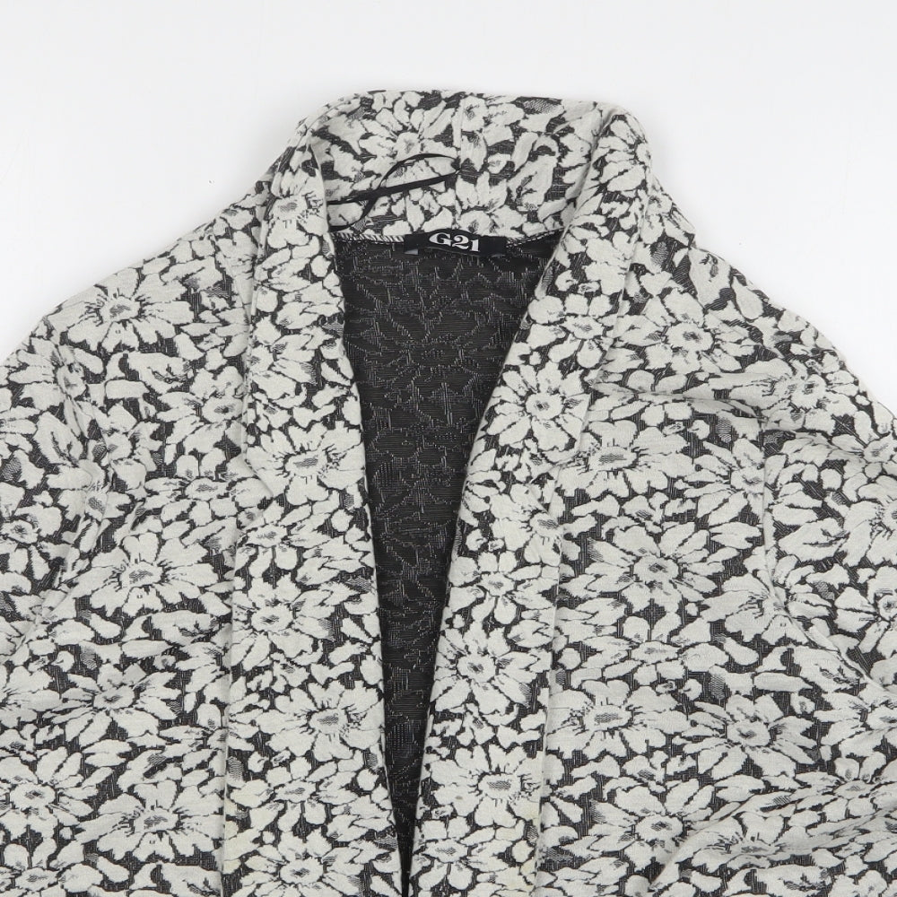 George Womens Grey Floral Polyester Jacket Blazer Size 20