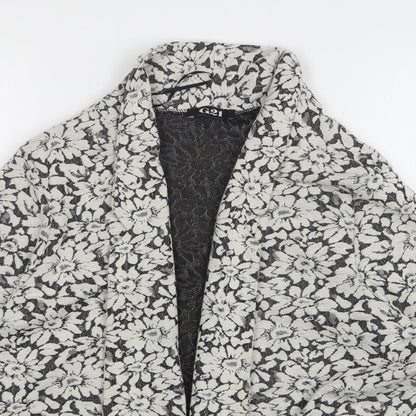 George Womens Grey Floral Polyester Jacket Blazer Size 20