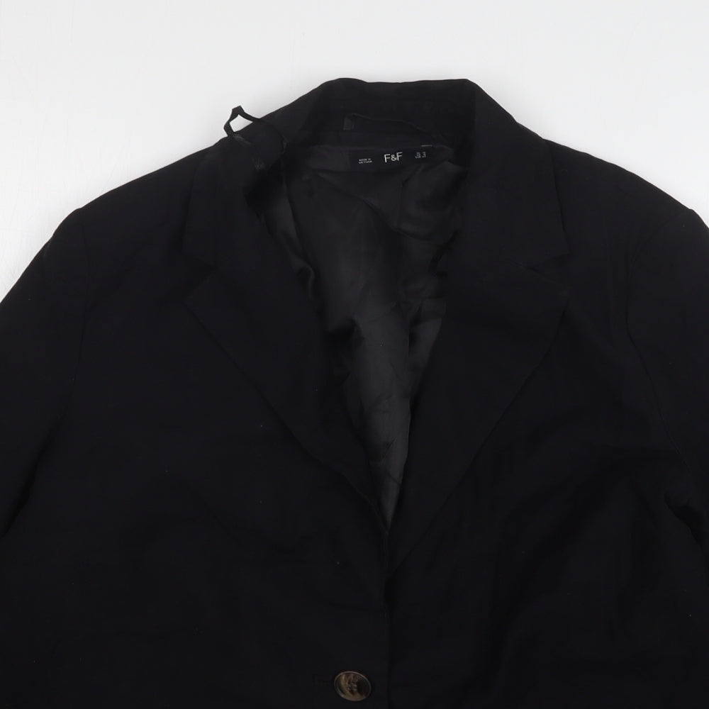 F&F Womens Black Viscose Jacket Suit Jacket Size 12