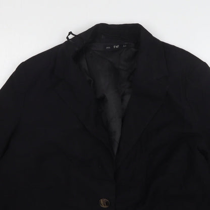 F&F Womens Black Viscose Jacket Suit Jacket Size 12
