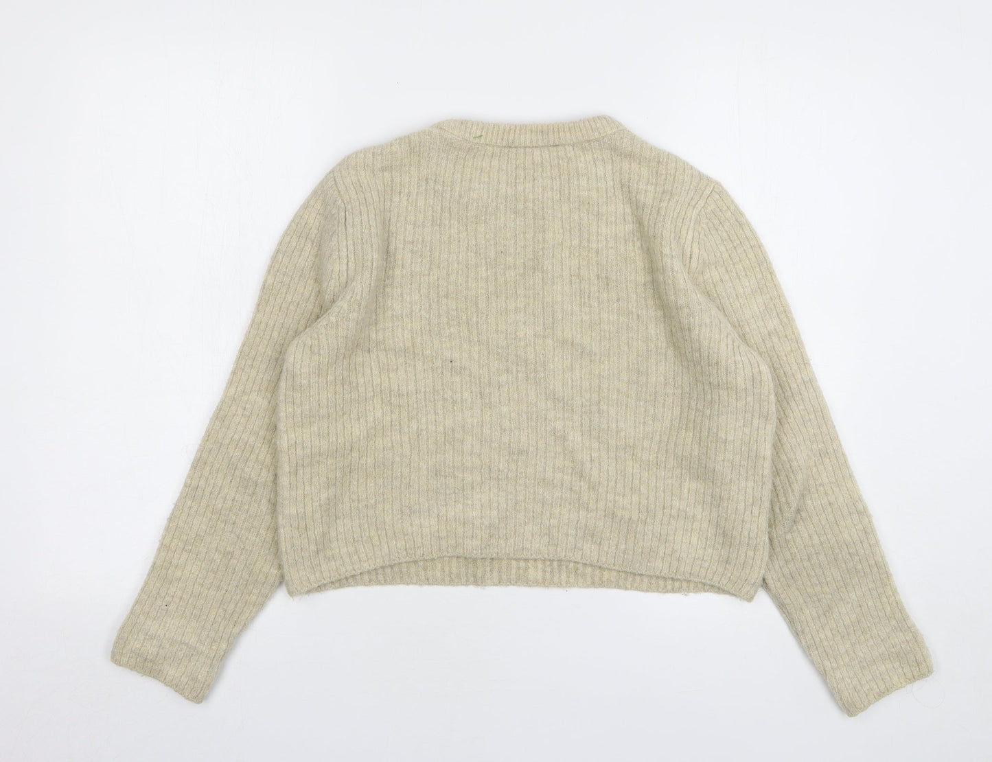 George Womens Beige Round Neck Acrylic Pullover Jumper Size 8