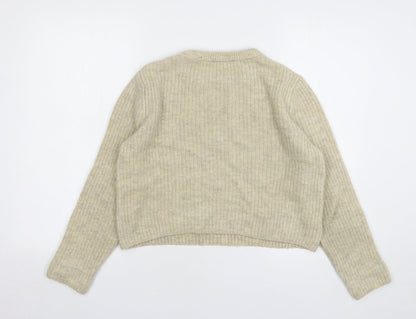 George Womens Beige Round Neck Acrylic Pullover Jumper Size 8