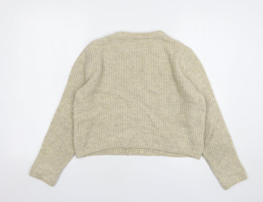 George Womens Beige Round Neck Acrylic Pullover Jumper Size 8