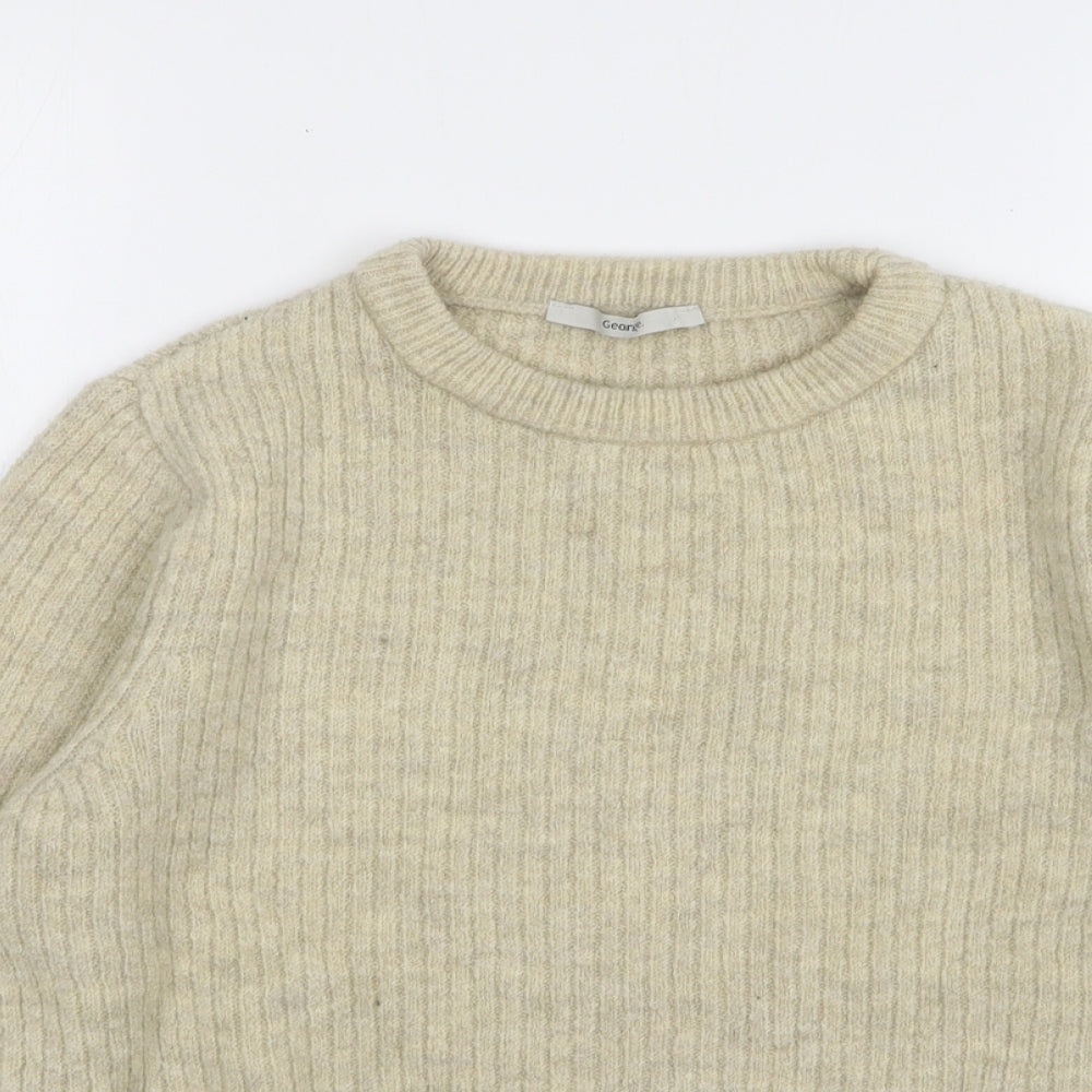 George Womens Beige Round Neck Acrylic Pullover Jumper Size 8